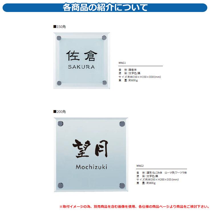 表札　おしゃれ　モノグラス　塗装：文字色：黒　2：正方形W200　表札シュミレーション対応　ガラス表札　IELOGO　イエロゴ　丸三タカギ