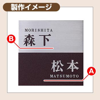 表札 おしゃれ for 2世帯 ステンレス梨地タイプ 2：直線分け 塗装