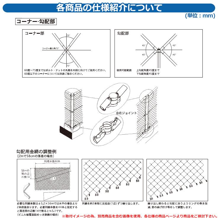 アメリカン フェンス 目隠し 朝日PCフェンス スプリングネット カラーハガネ鉄線 φ2.6×56mm PC-A2500（H2500) 1セット(1m) 朝日スチール おしゃれ 金網 海外｜sungarden-exterior｜06