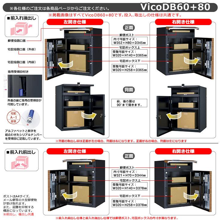 【無料★特典付】 ヴィコ DB 郵便ポスト 宅配ボックス 宅配ポスト ヴィコDB 60+80 ポスト有り 左開きタイプ 後出し ユニソン イメージ：メタルグレー｜sungarden-exterior｜03