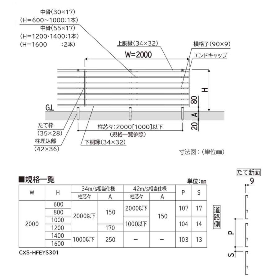 アルミフェンス 目隠し 囲い シンプレオフェンスYS3型 H800タイプ（T80