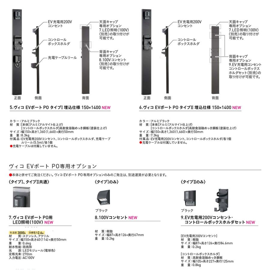 電気自動車用 充電ポート ユニソン ヴィコ EVポートPO用 専用オプション EV充電用 200Vコンセント・コントロールボックスホルダセット UNISON 自宅用 戸建住宅