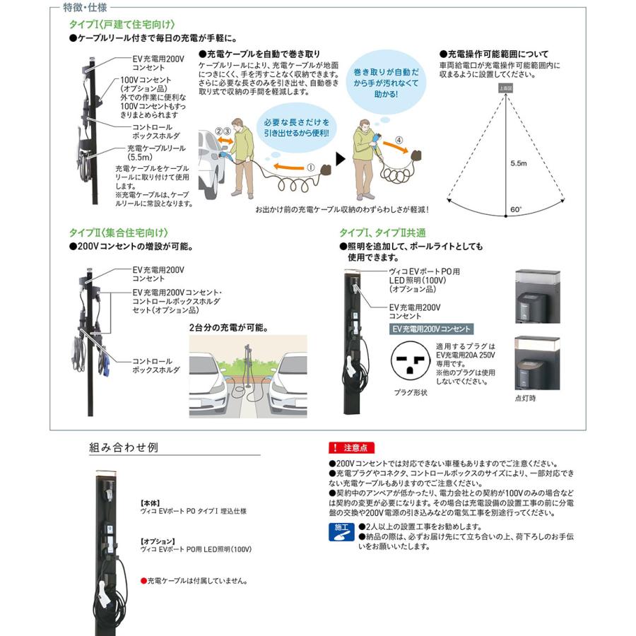 電気自動車用 充電ポート ユニソン ヴィコ EVポートPO用 専用オプション EV充電用 200Vコンセント・コントロールボックスホルダセット UNISON 自宅用 戸建住宅