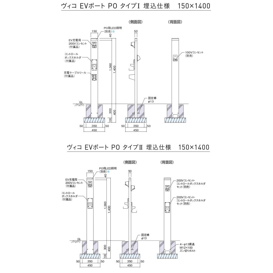 電気自動車用 充電ポート ユニソン ヴィコ EVポートPO用 専用オプション EV充電用 200Vコンセント・コントロールボックスホルダセット UNISON 自宅用 戸建住宅