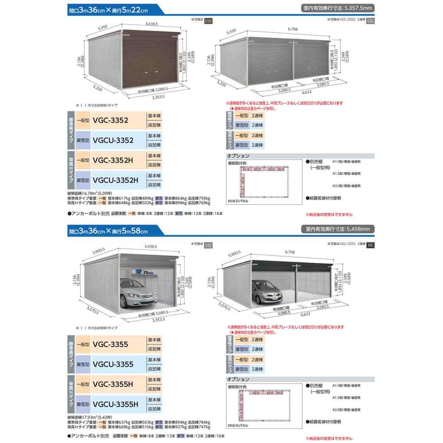 見積歓迎》ヨドガレージ ラヴィージュ3 VGC-3362H シャッタータイプ 背