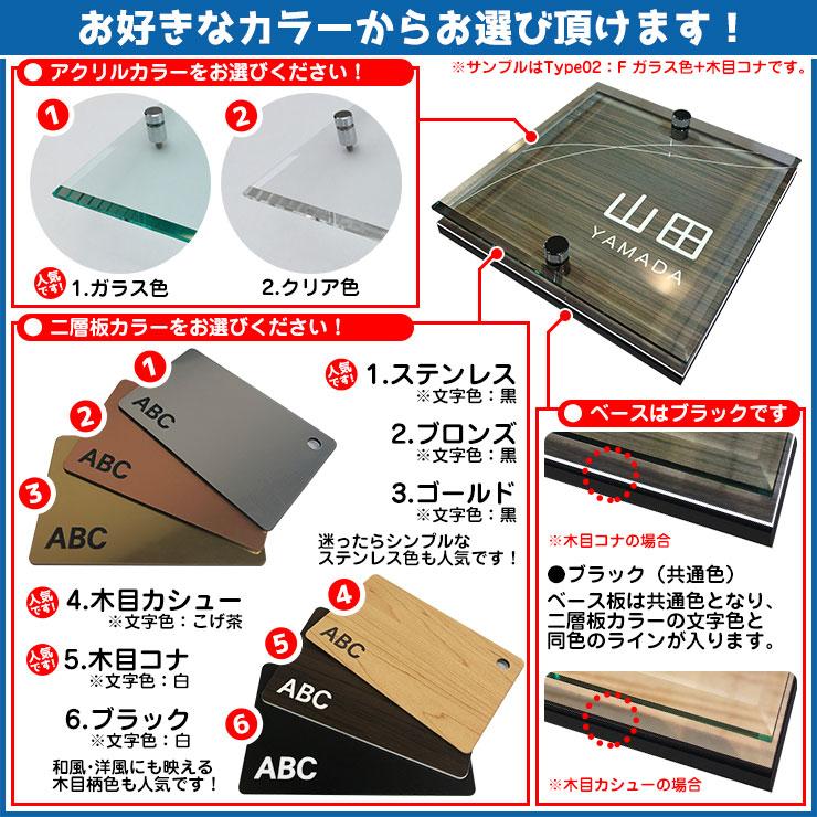 安心保証付】二層板表札 クリスタル Type02：2点ビス仕様【サイズ：130