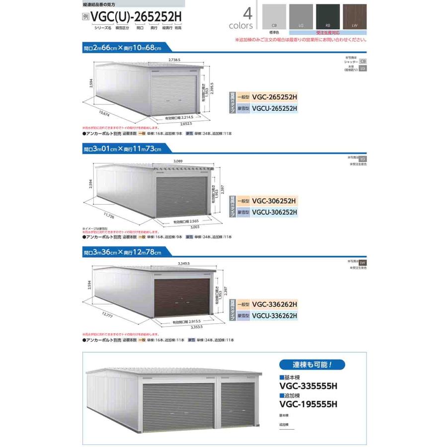 ヨドガレージ ラヴィージュ3 縦連結タイプ VGCU-335262H 豪雪型 背高Hタイプ_6