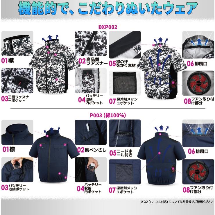 安心保証付】空調冷風服 COVELL 半袖 フード付きウェア G.B.Z ファン