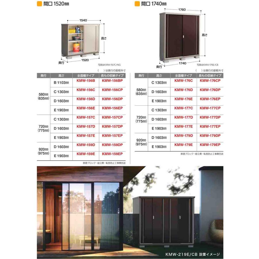 ナイソーシスター 二重構造収納庫 KMW-137E 全面棚タイプ 幅1320×奥行720×高さ1903 イナバ物置 物置 屋外 収納_5