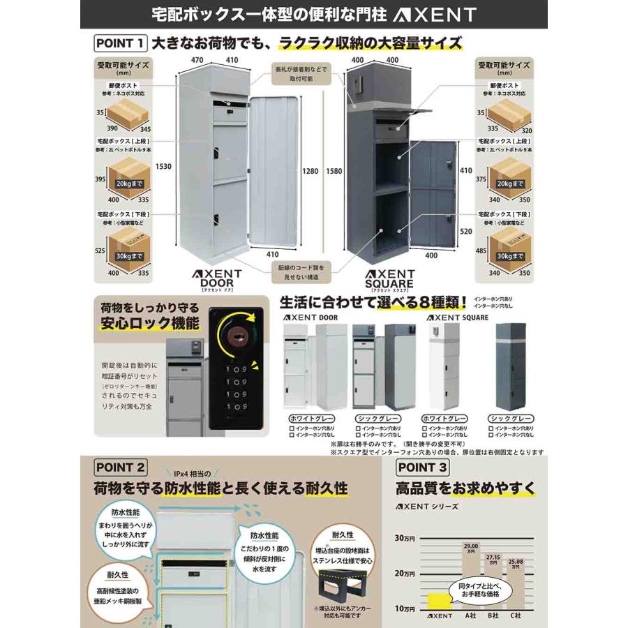 宅配ボックス一体型機能門柱 AXENT DOOR アクセント ドア 表札別売 KGY