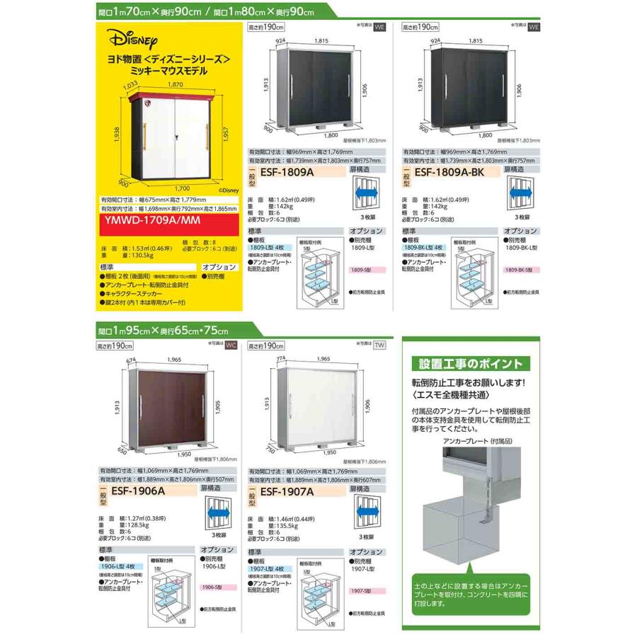 エスモ 小型物置 ESF-1809A 3枚扉タイプ 間口1800×奥行900×高さ1913 