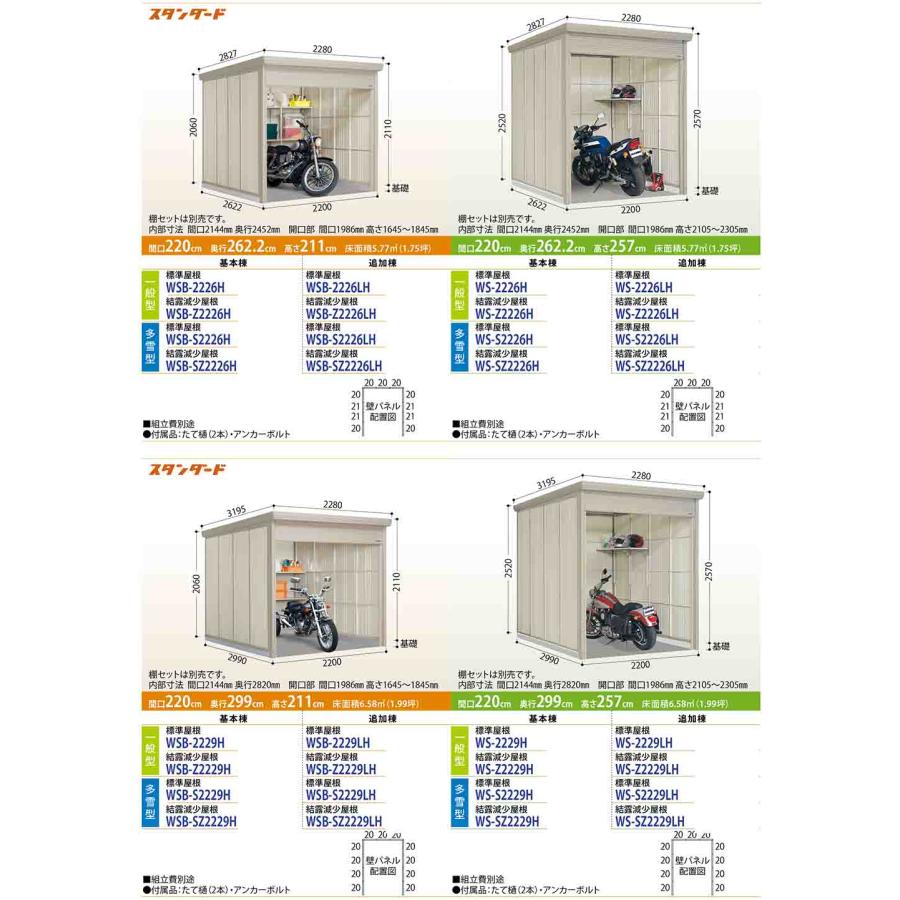 Mr.シャッターマン ダンディ 中型物置 WS-Z2219LH 結露減少屋根 追加棟 一般型 間口2200×奥行1922×高さ2570 タクボ物置_4