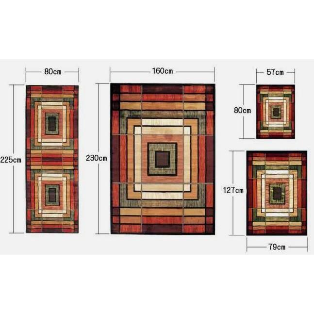 絨毯 トルコ製ラグ カービング入り 臨場感あふれるテラコッタ 160