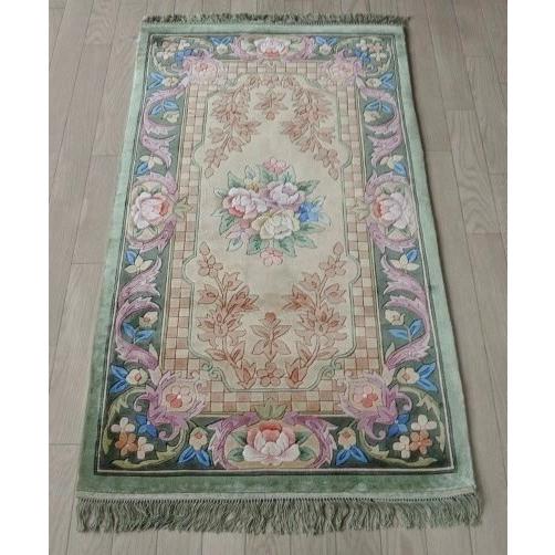 完売」シルク段通 シルク緞通 玄関マット 手織り 120段 68×120cm 完売」シルク段通 シルク緞通 玄関マット 手織り 120段 68×120cm