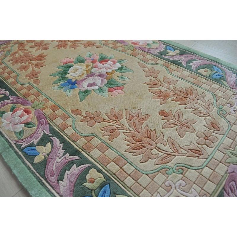 完売」シルク段通 シルク緞通 玄関マット 手織り 120段 68×120cm 完売」シルク段通 シルク緞通 玄関マット 手織り 120段 68×120cm