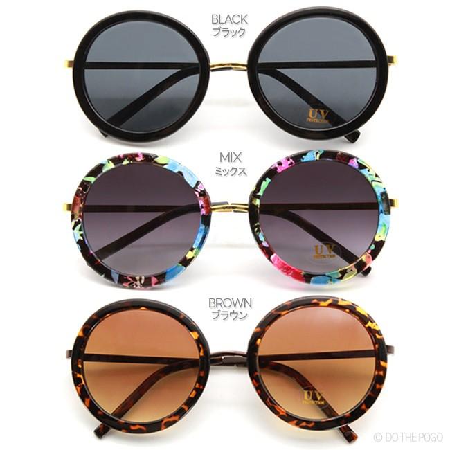 ラウンドサングラス コンビフレーム 大きいサングラス 丸レンズ Uvカット レディース メンズ おしゃれ フェスファッション Roundflower Do The Pogo 通販 Yahoo ショッピング