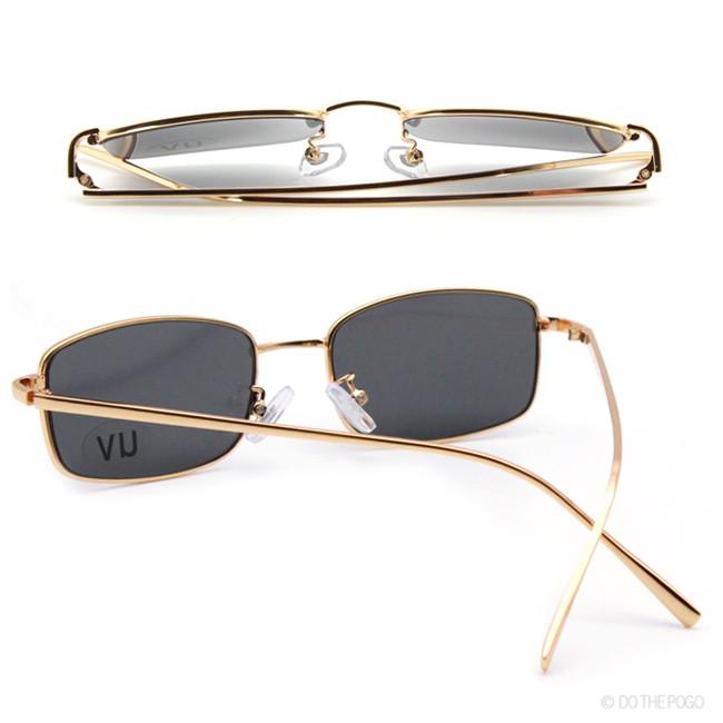 カラーレンズ スクエア メタルフレーム スリム UVカット メンズ