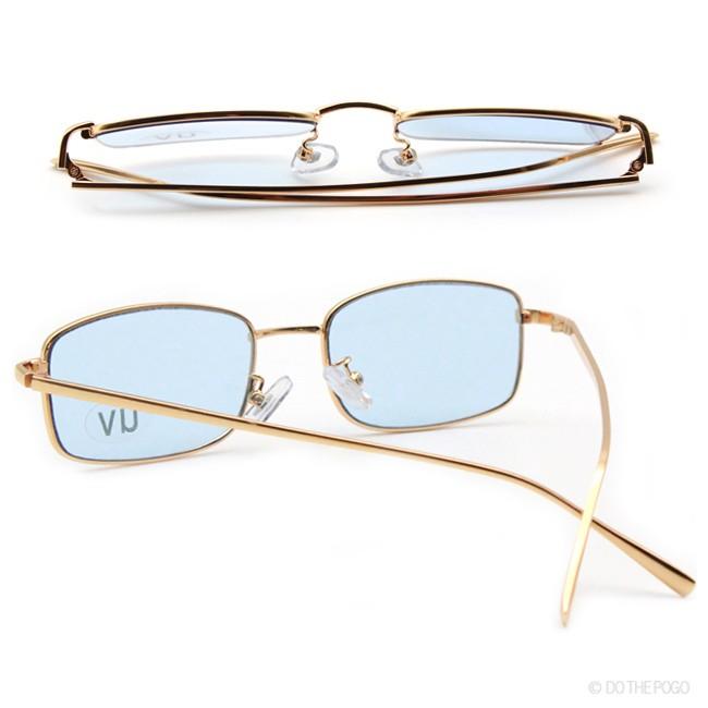 カラーレンズ スクエア メタルフレーム スリム UVカット メンズ