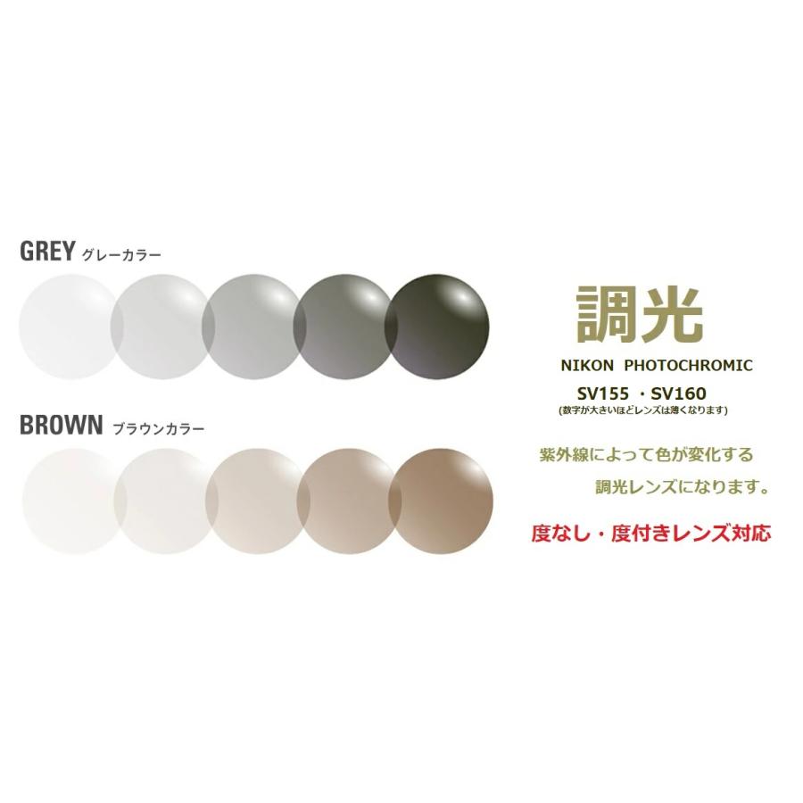 調光レンズ(ブランド限定用) 2枚1組 グレーとブラウンの2色 度無し・度入り対応 UVカットレンズ ニコン・エシロール 撥水加工(低反射