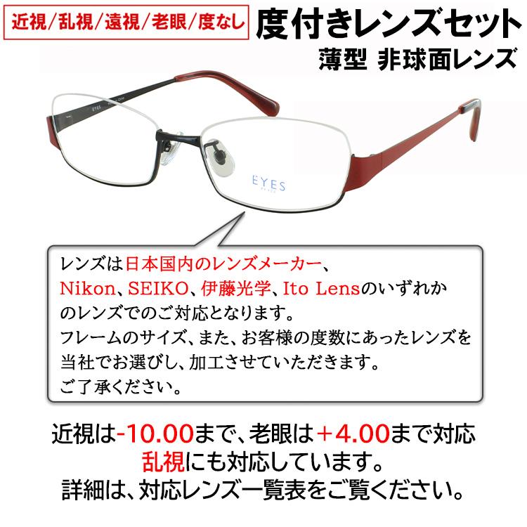 度付き メガネ 度入り 眼鏡 アンダーリム 逆ナイロール メタルフレーム