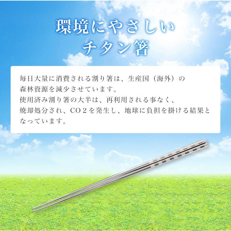 純チタン 箸 日本製 国産 福井かつき箸 ブラスト模様 つや消し加工模様