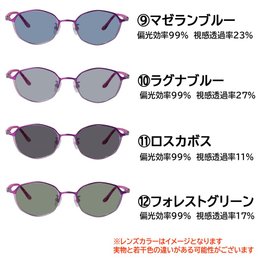 偏光サングラス レディース ミッシェル クラン ブランド 度付き対応 UVカット MK-1004 チタンフレーム 八角形 ダブルカラー 運転用 ドライブ RARTS 偏光レンズ_6