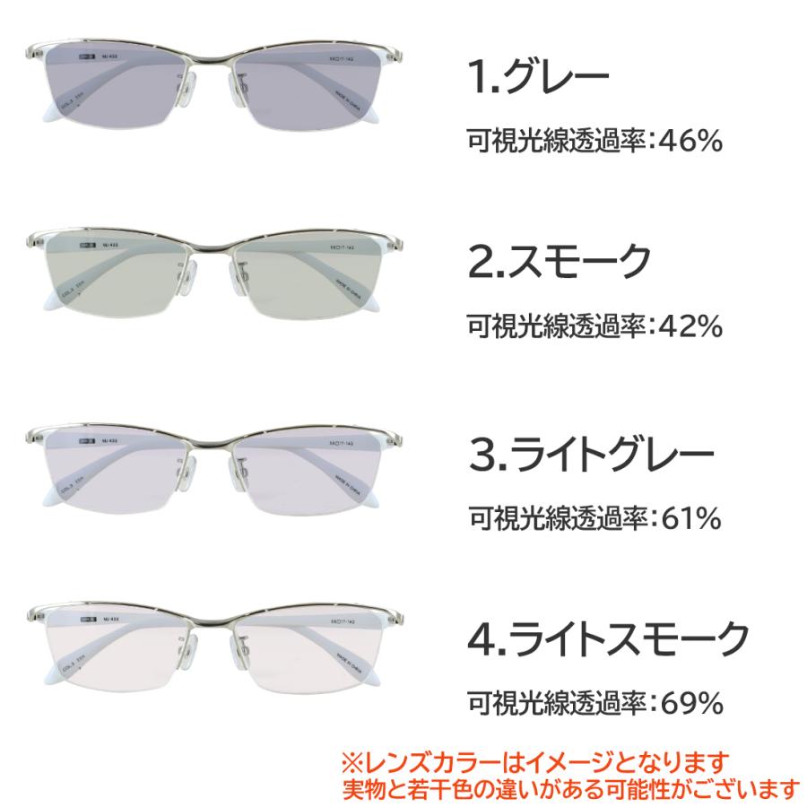 サングラス メンズ UVカット 薄い色 ライトカラー ハーフリム スクエア