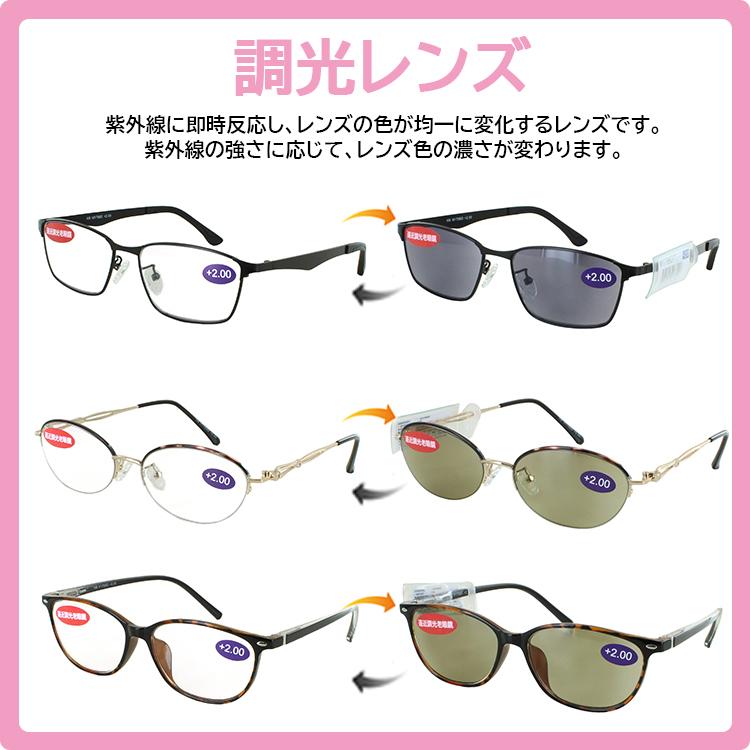 遠近両用 メガネ 老眼鏡入り 調光レンズ ブルーライトカット おしゃれ