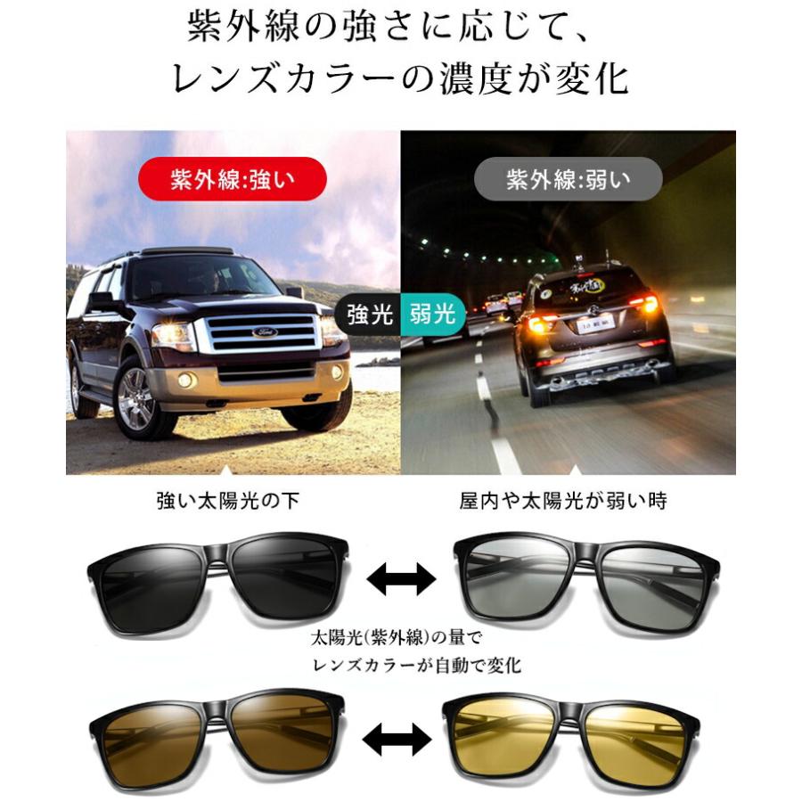 調光サングラス 偏光 メンズ レディース 調光 uvカット サングラス