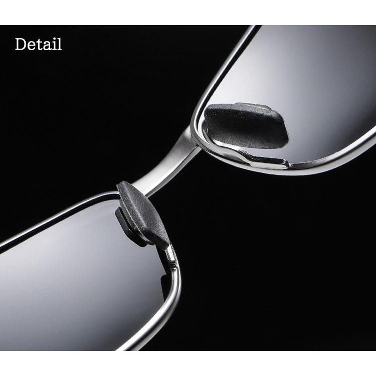 サングラス 偏光 メンズ 夜間 運転 UVカット メタルフレーム スリム