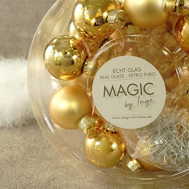 ドイツのクリスマスオーナメント　ゴールド クリスマスツリー 飾り オーナメント ドイツ INGE-GLAS MAGIC 4cm/6cm