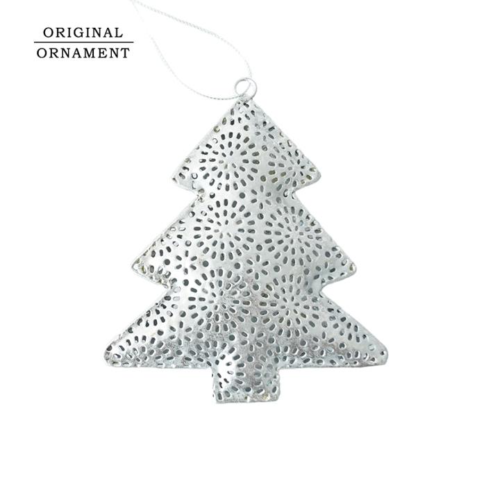 クリスマスツリー オーナメント 飾り シルバー メタルオーナメント
