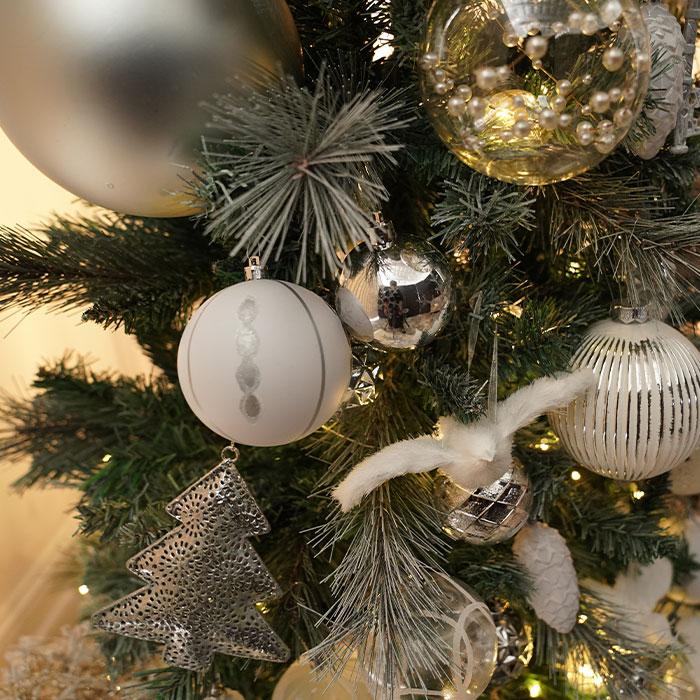 クリスマスツリー オーナメント 飾り シルバー メタルオーナメント