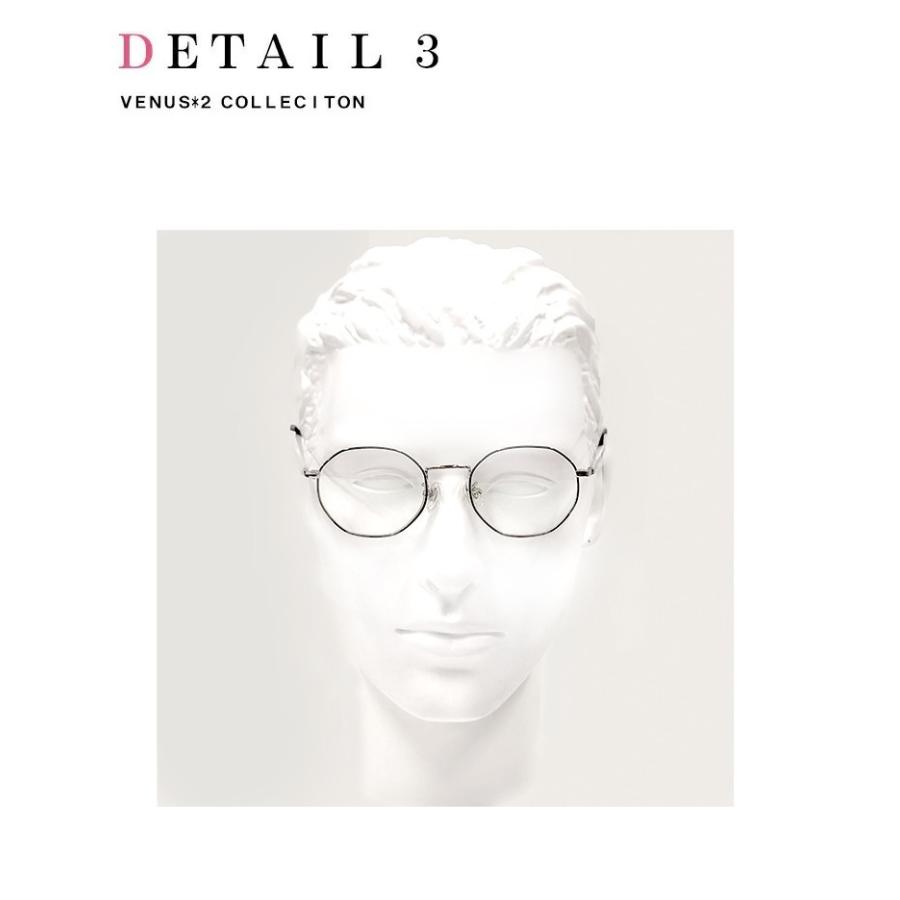 メガネ 多角的レンズ フレーム 2353-1 レディース メンズ メタル 度