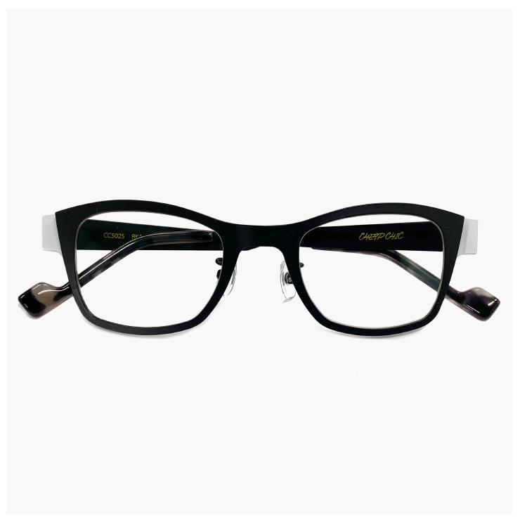 【新品】 レディース メガネ チープシック CHEAP CHIC 眼鏡 cc5025 BK/WT 個性的 ウェリントン 型 軽量 軽い ステンレス フレーム ブラック 黒縁 黒ぶち バイカラー ダミーレンズ発送 レディース メガネ チープシック CHEAP CHIC 眼鏡 cc5025 BK/WT 個性的
