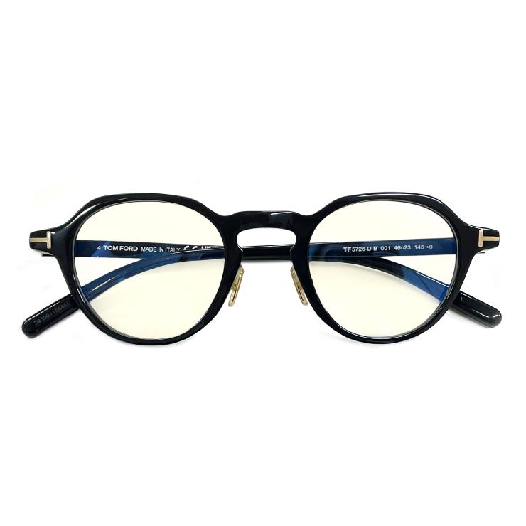 トムフォード 日本デザインモデル FT5726-D-B 001 ブルーライトカット レンズ 伊達メガネ tomford tf5726db ft5726db クラウンパント 型 黒縁 黒ぶち | TOM FORD EYEWEAR | 01