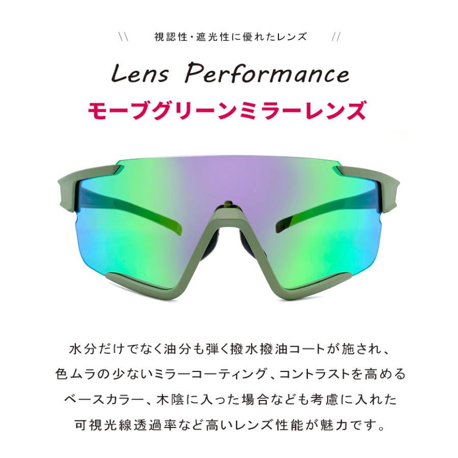 kabuto スポーツサングラス 122 マット アース グリーン ogk kabuto 1枚レンズ uvカット 度付き 対応 [ クリア スペアレンズ 付き 夜間対応 ]｜sunhat｜02