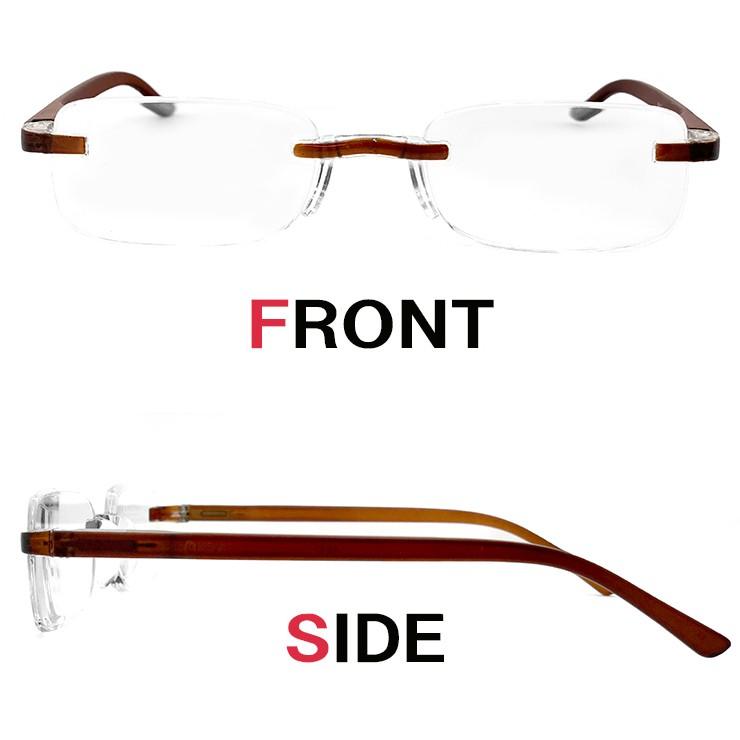 老眼鏡 おしゃれ メンズ レディース 4411 軽量 フチなし ツーポイント