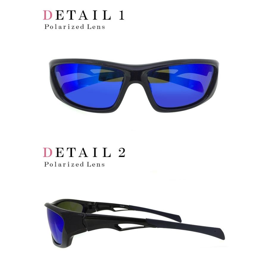 偏光サングラス メンズ ミラー サングラス FOW-6a 偏光グラス ブルー