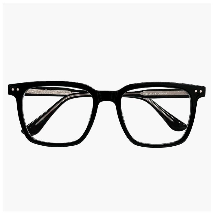 ト*ン様 ブラックフレーム メガネ 度付き対応 レンズ付き】 Lサイズ メガネ 9619-1 メンズ レディース