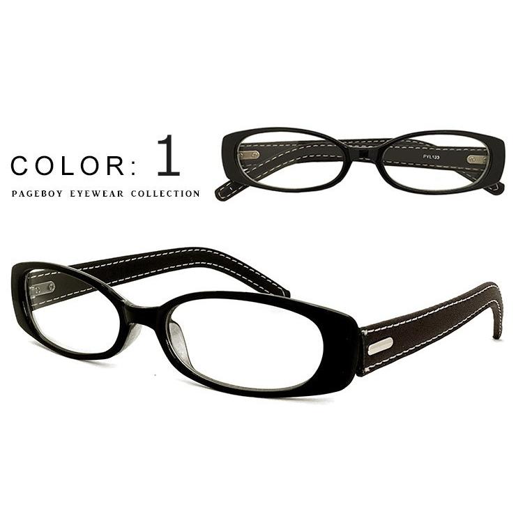 レディース 伊達メガネ オーバル型 pyl133 革テンプル ダテ眼鏡