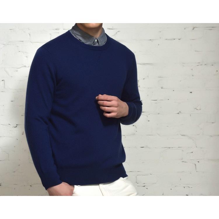 カシミヤ100% クルーネック プルオーバーセーター メンズファッション