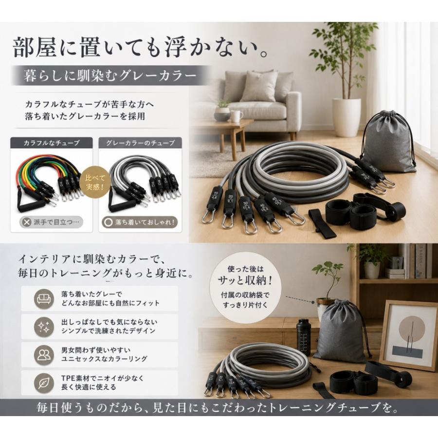 トレーニングチューブ 5本セット 筋トレチューブ レジスタンスバンド