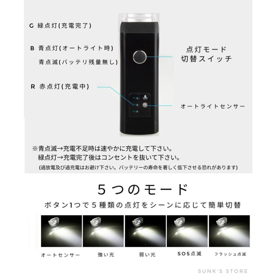 自転車ライト　LED 充電式　自動点灯　USB　防水　強力　最強　オート　後付け 自転車用ライト　350ルーメン　2000ｍAh |  | 06