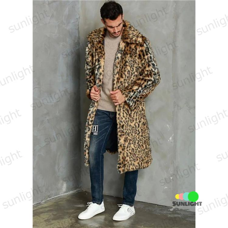 男女兼用 豹柄 ロング丈 ロングコート アウター メンズ ファーコート 毛皮コート ロングコート アウター メンズ ファーコート 毛皮コート ヒョウ柄 冬服 厚手 高級感 かっこいい 格好良い フェイクファー ファー コート アウター Nta2 Tv
