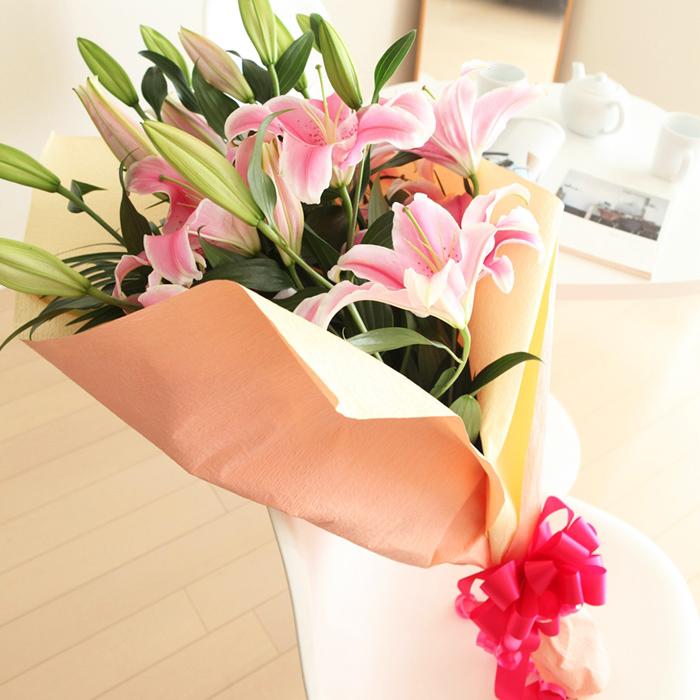 母の日 花束 誕生日プレゼント ゆりの花束  カサブランカではありません新種のゆりです フラワーギフト｜sunmokusui55｜04