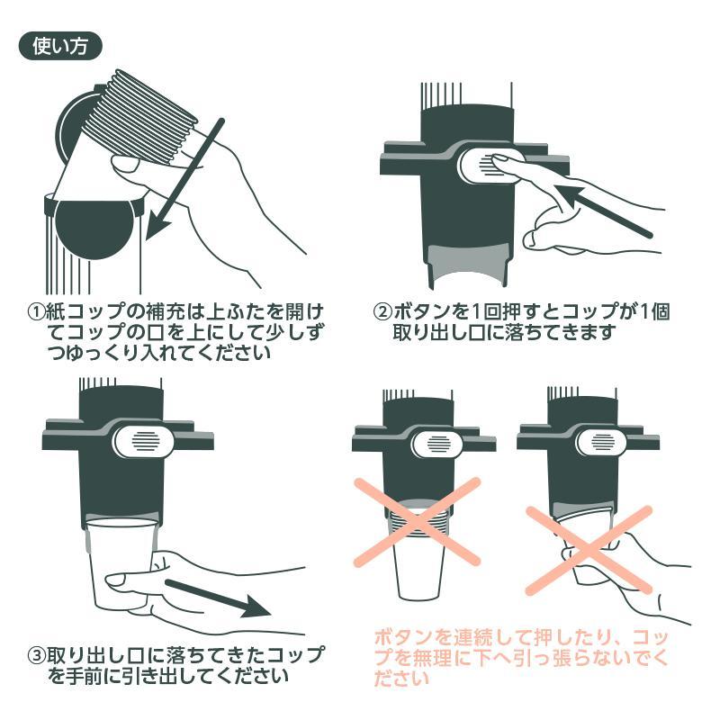 紙コップ と 専用 カップディスペンサー カップポン セット 【 ペーパーカップ 150ml ５オンス 500個とディスペンサーセット うがい 収納 ウォーターサーバー 】 | サンナップ | 09