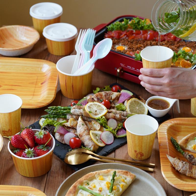 キノ ペーパーカップ 205ml 7oz（7オンス）【 300個入 紙コップ 日本製 木目 ＫＩＮＯ 動物柄 木目印刷 キャンプ パーティー C2030KN  】 | サンナップ | 07