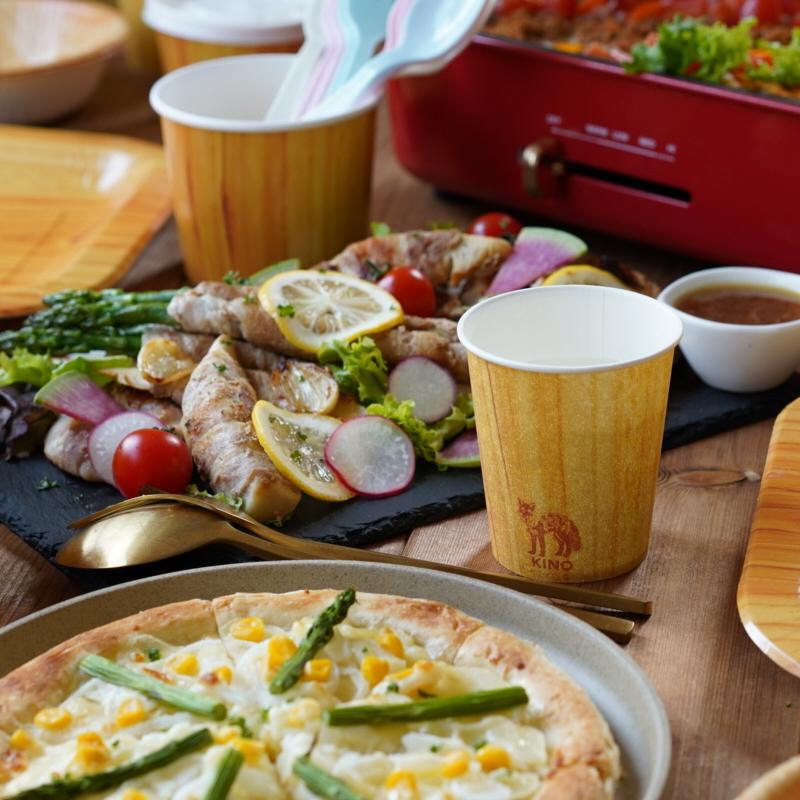 KINO 木目調 紙コップ 205ml 7oz 150個入 ディスペンサー 付【 7オンス ナチュラル 東罐興業 業務 業P カップディスペンサー付 日本製  】 | サンナップ | 05