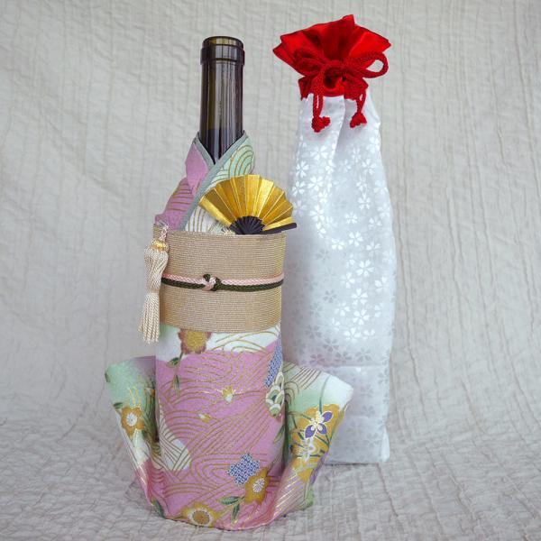 Kimono 着物 ボトルカバー 「金彩(白)」 ファーストライン BOTTLECOVER